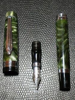 Chilton Vintage Fountain Pen In Irridescent Jasper Green And Black With M Nib