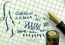 Conklin Black/Bronze Endura Fountain Pen Sticker Nib has Flex Near Mint