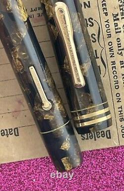 Conklin Black/Bronze Endura Fountain Pen Sticker Nib has Flex Near Mint