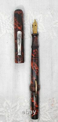 Conklin fountain pen, mottled red/black hard rubber flex nib