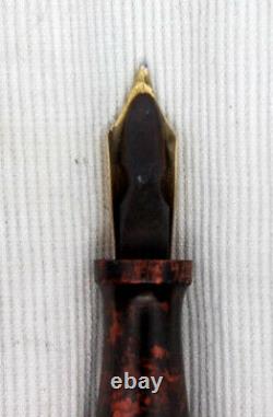 Conklin fountain pen, mottled red/black hard rubber flex nib