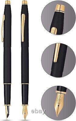 Cross Classic Century Black Fountain Pen Fine Nib 23KT Gold Traditional Style