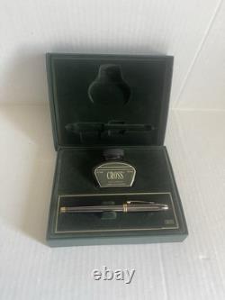 Cross Townsend Fountain Pen Black Gloss & 14k Gold Orig Case Ink