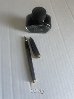 Cross Townsend Fountain Pen Black Gloss & 14k Gold Orig Case Ink