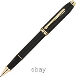 Cross Townsend Refillable Rollerball Pen Black Lacquer 23 Carat Deluxe Gift Box