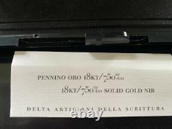 Delta 365 Fountain Pen, Black, with 18kt Gold Nib MINT And In Original Boxes