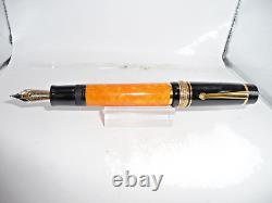 Delta Dolcevita Black and Orange Fountain Pen-l8k medium nib-gold trim