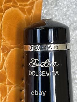 Delta Dolcevita Mini Orange Black Silver Fountain Pen 18K Med Ships Free to USA