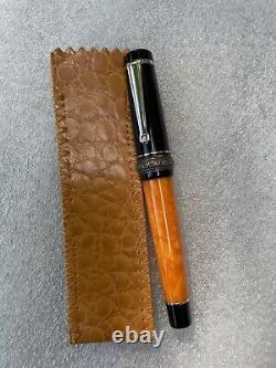 Delta Dolcevita Mini Orange Black Silver Fountain Pen 18K Med Ships Free to USA