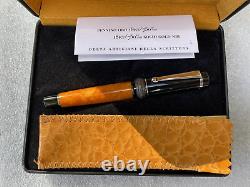 Delta Dolcevita Mini Orange Black Silver Fountain Pen 18K Med Ships Free to USA