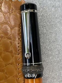 Delta Dolcevita Mini Orange Black Silver Fountain Pen 18K Med Ships Free to USA