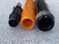 Delta Dolcevita Mini Orange Black Silver Fountain Pen 18K Med Ships Free to USA