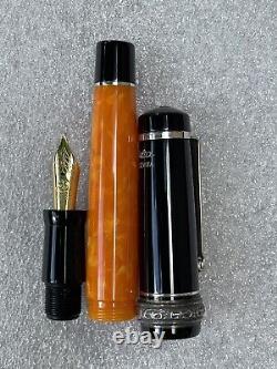 Delta Dolcevita Mini Orange Black Silver Fountain Pen 18K Med Ships Free to USA