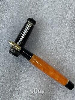 Delta Dolcevita Mini Orange Black Silver Fountain Pen 18K Med Ships Free to USA