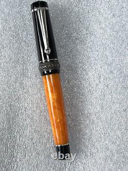 Delta Dolcevita Mini Orange Black Silver Fountain Pen 18K Med Ships Free to USA