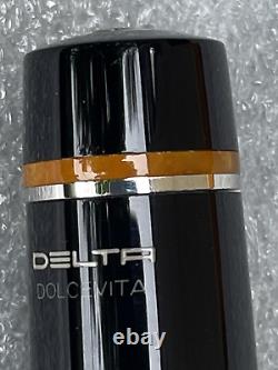 Delta Dolcevita Soiree Medium Black Orange Silver Fountain Pen 18K M Nib Italy