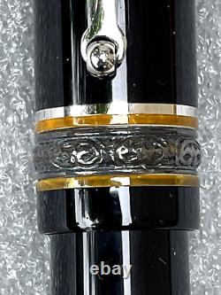 Delta Dolcevita Soiree Medium Black Orange Silver Fountain Pen 18K M Nib Italy