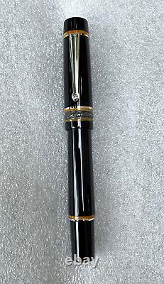 Delta Dolcevita Soiree Medium Black Orange Silver Fountain Pen 18K M Nib Italy