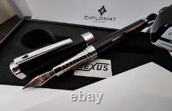 Diplomat Nexus Black And Silver Fountain Pen