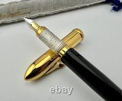 ETTORE BUGATTI Black Gold Cap EB Fountain Pen 18K Gold Nib