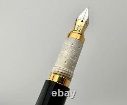 ETTORE BUGATTI Black Gold Cap EB Fountain Pen 18K Gold Nib