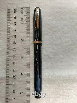 Eagle Vintage Fountain Pen Electric Blue Black Silver Veined 14k Flex M Nib