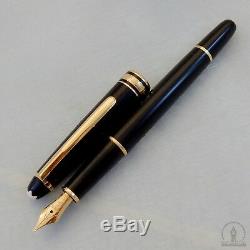 Early Montblanc 144 Black GT Fountain Pen 14K Monotone M Nib W-Germany c1980