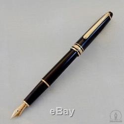 Early Montblanc 144 Black GT Fountain Pen 14K Monotone M Nib W-Germany c1980