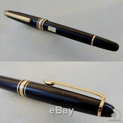 Early Montblanc 144 Black GT Fountain Pen 14K Monotone M Nib W-Germany c1980