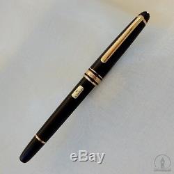 Early Montblanc 144 Black GT Fountain Pen 14K Monotone M Nib W-Germany c1980