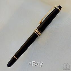 Early Montblanc 144 Black GT Fountain Pen 14K Monotone M Nib W-Germany c1980