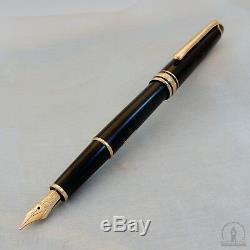 Early Montblanc 144 Black GT Fountain Pen 14K Monotone M Nib W-Germany c1980