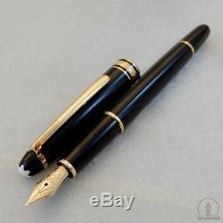 Early Montblanc 144 Black GT Fountain Pen 14K Monotone M Nib W-Germany c1980