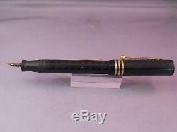 Eclipse Black Chased Fountain Pen-#8 flexible fine nib-restored
