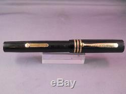 Eclipse Black Chased Fountain Pen-#8 flexible fine nib-restored