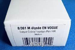 Elysee En Vogue Laque COBRA Fountain Pen Gold Trim with Original Box Germany