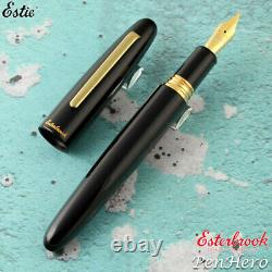 Esterbrook Estie Ebony Black Oversize Gold Plate Trim Fountain Pen Extra Fine