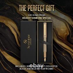 Exquisite Gold Fountain Pen Gift Set Lightweight with Snap Closure Design