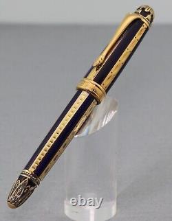 Fountain Pen Michael Perchin Blue And Gold Ribbed Limited Ed. 1166/4131 Nib M