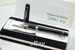 Fountain Pen Omas 557-s Black 8371f/p Nib Size F Vintage