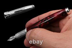 Fountain Pen Tuscany Silver & Red Passion B Nib Black Pelikan Cartridges