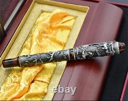 Fuliwen 806 14K Gold Nib Fountain Pen Eight Horse Medium Point Wood Gift Box