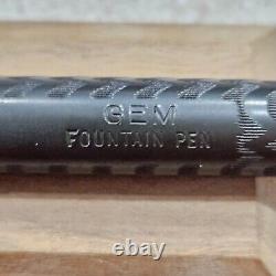 GEM Black Hard Rubber Etched Wave Pattern 14K NIB 5-1/2 Fountain Pen Blind Cap