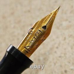 GEM Black Hard Rubber Etched Wave Pattern 14K NIB 5-1/2 Fountain Pen Blind Cap