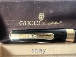 GUCCI Fountain Pen Black Resin Cartridge Nib M Warranty NEVER USED