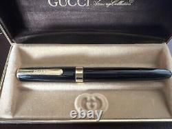 GUCCI Fountain Pen Black Resin Cartridge Nib M Warranty NEVER USED