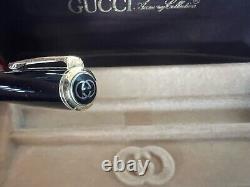 GUCCI Fountain Pen Black Resin Cartridge Nib M Warranty NEVER USED