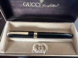 GUCCI Fountain Pen Black Resin Cartridge Nib M Warranty NEVER USED