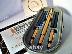 Genuine 24ct Gold Plated Parker Vector Calligraphy Set CT Fountain Pen-Fine Nib