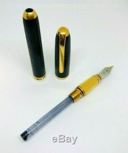 Genuine Louis Cartier Fountain Pen Black Composite GT 18K Nib MUST SEE